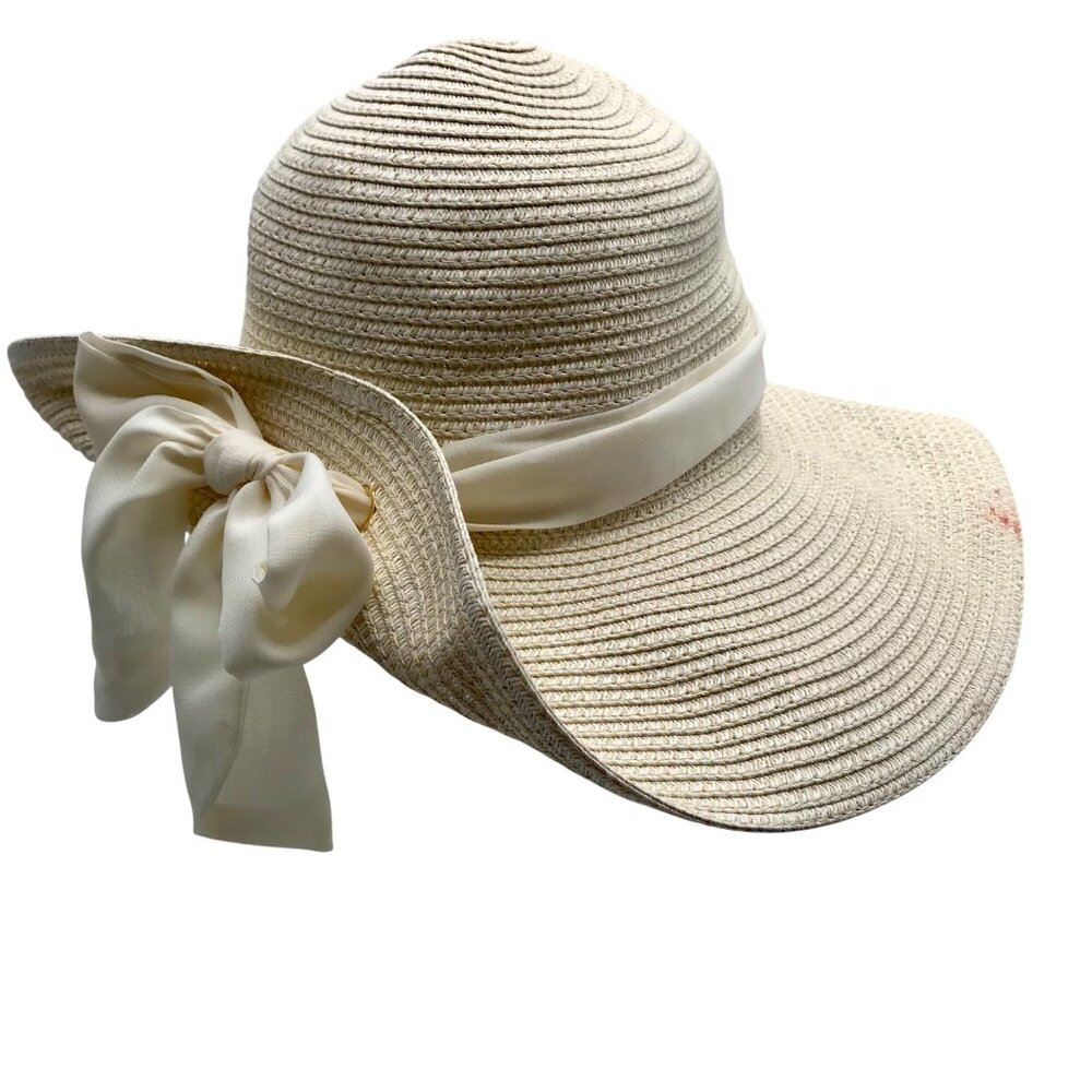 Giani Bernini Ivory Adjustable Sun Hat With Ribbon